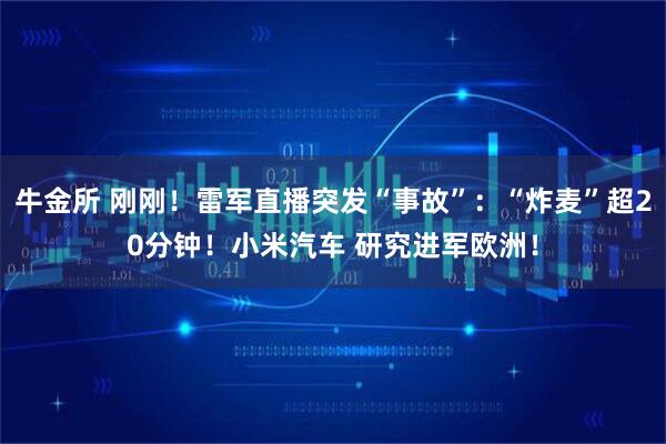 牛金所 刚刚！雷军直播突发“事故”：“炸麦”超20分钟！小米汽车 研究进军欧洲！