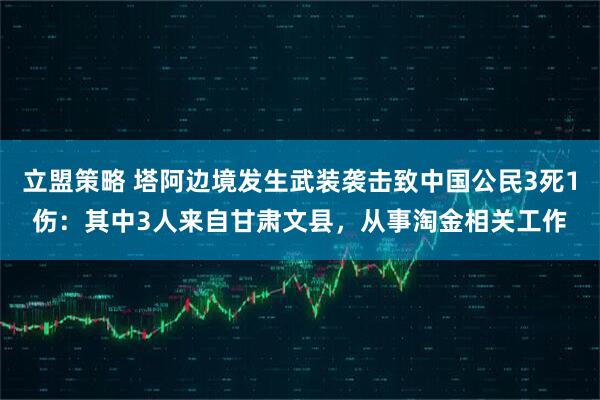 立盟策略 塔阿边境发生武装袭击致中国公民3死1伤：其中3人来自甘肃文县，从事淘金相关工作